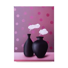 black pots and cloud / red